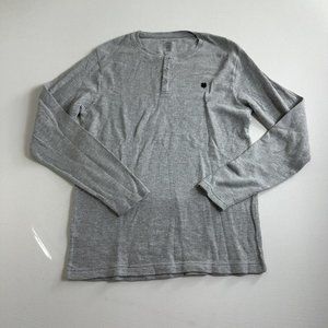Lucky Brand Sleepwear Long Sleeve Henley T Shirt Mens Medium Gray Thermal Casual